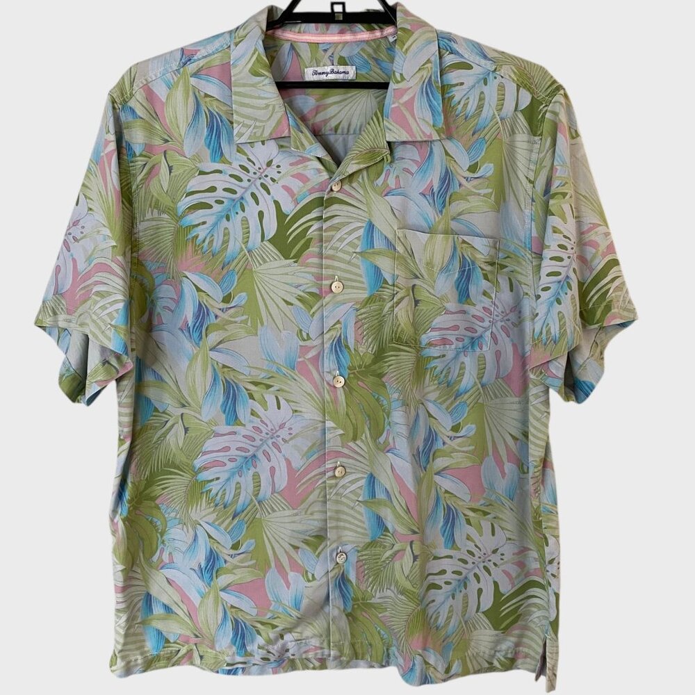 Tommy Bahama Hot Tropic Silk Camp Shirt Men's XL Short-Sleeve Hawaiian Button-Up
